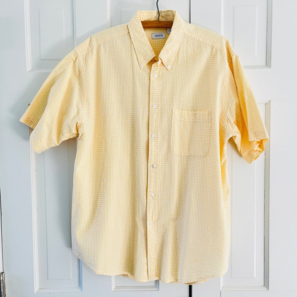 IZOD yellow seersucker button down